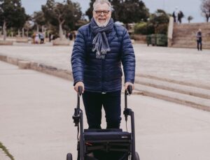 man, rollator, walker, support, aid, device, disability, disabled, fashion, health, healthcare, injured, medical, mobility, modern, rehabilitation, rollz, walking, wheelchair, wheels, elderly